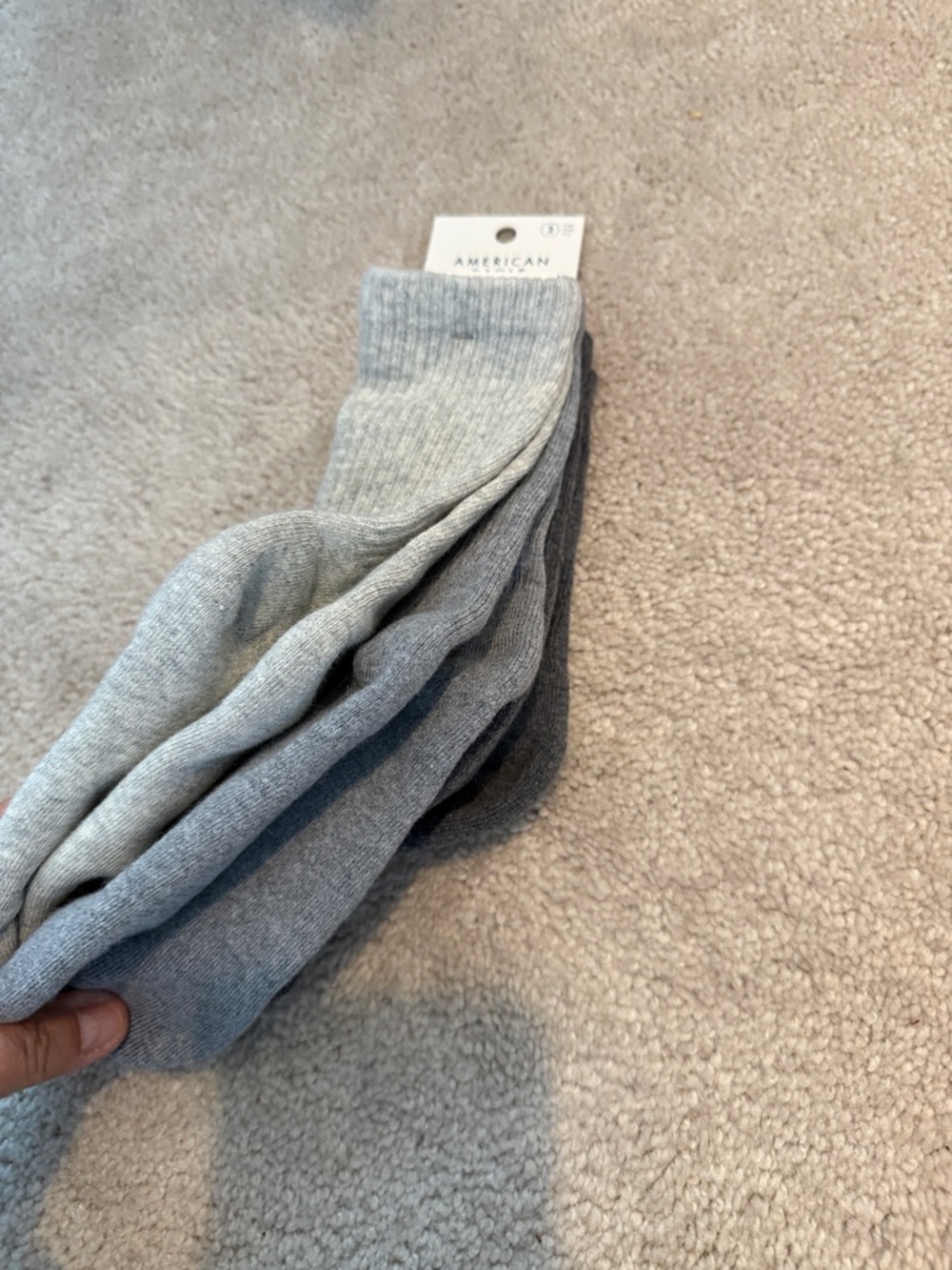 American Eagle, three pair crew, socks, cropped New